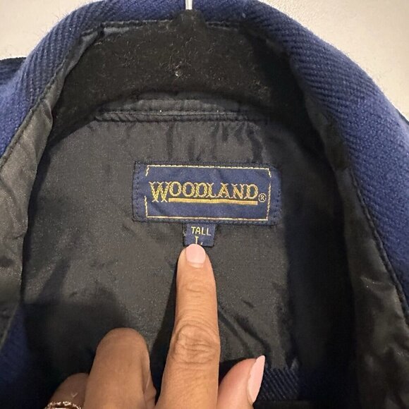 Vintage 80s Woodland Wool Blend Men’s Large Plaid Flannel Shirt Blue Button Up - Picture 6 of 6